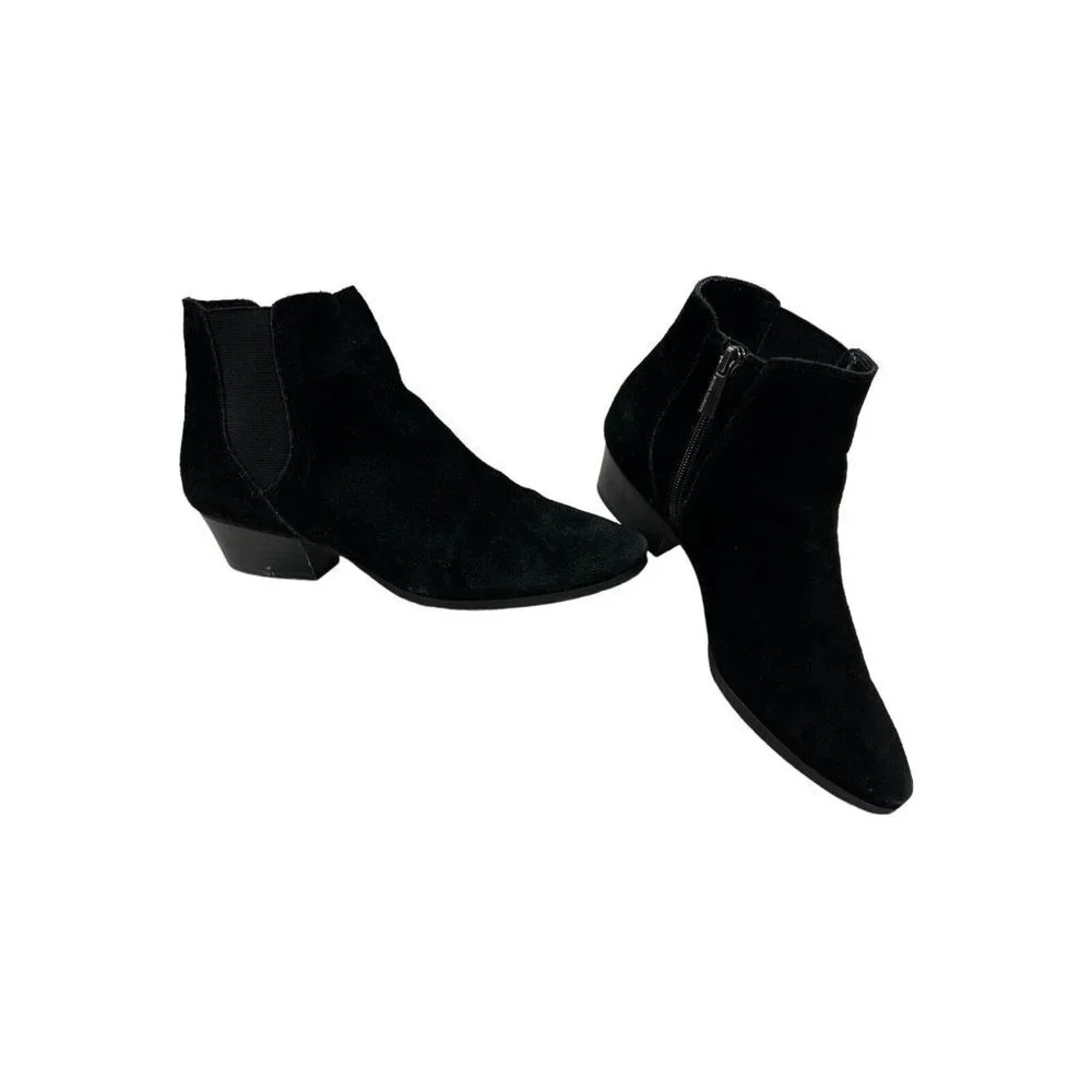 Vince Camuto Womens 7.5‎ Tricera Black Leather  Ankle  Booties Side Zip